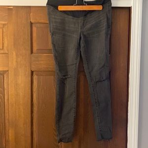 Madewell over the belly maternity distressed skinny jeans in Black Sea size 27